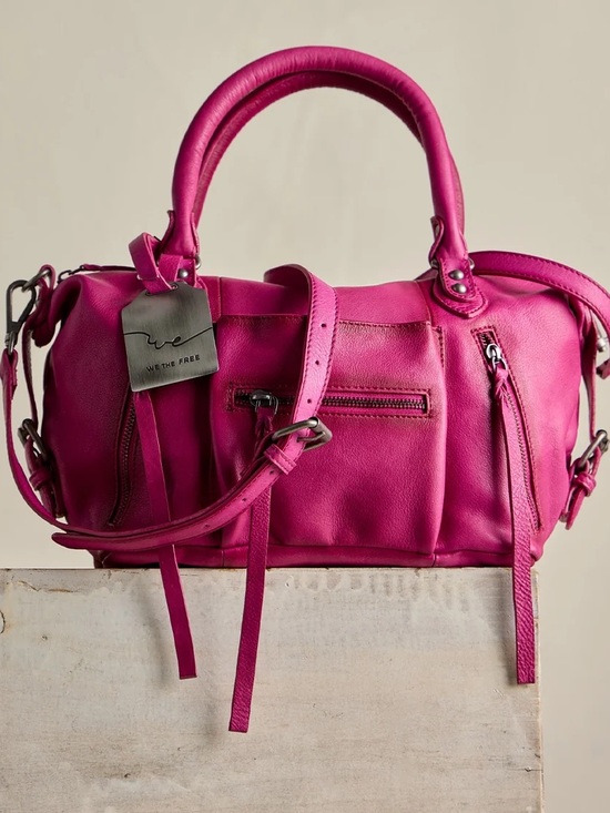 We The Free Handbags - We The Free Bright Fuchsia Leather Baby Emerson Tote - Rasberry Rose
